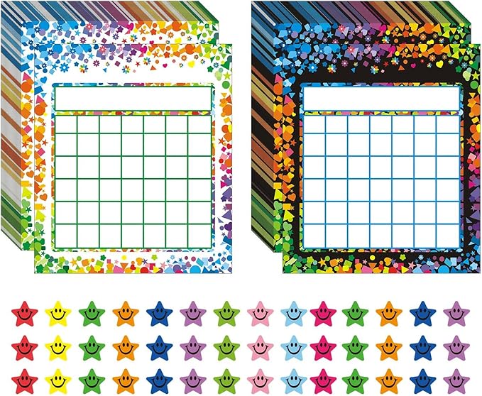 REGELETO 100 Pack Incentive Reward Chart for Kids, 2 Designs Incentive Behavior Chart with 2400 Star Stickers Kids Chore Sticker Chart at Home.