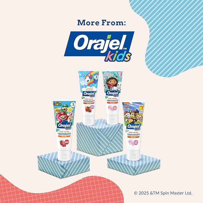 Orajel Kids Paw Patrol Anti-Cavity Fluoride Toothpaste, Natural Fruity Bubble Flavor, 4.2oz (4-Pack)