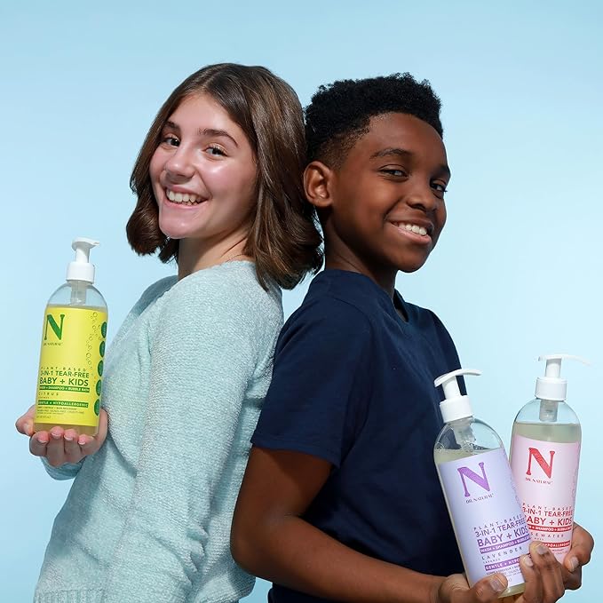 Dr. Natural 3-in-1 Tear-Free Baby Plus Kids Soap - Head-to-Toe Baby Soap and Shampoo - Sensitive Skin Moisturizing Body Wash - Rosewater - 16 oz.