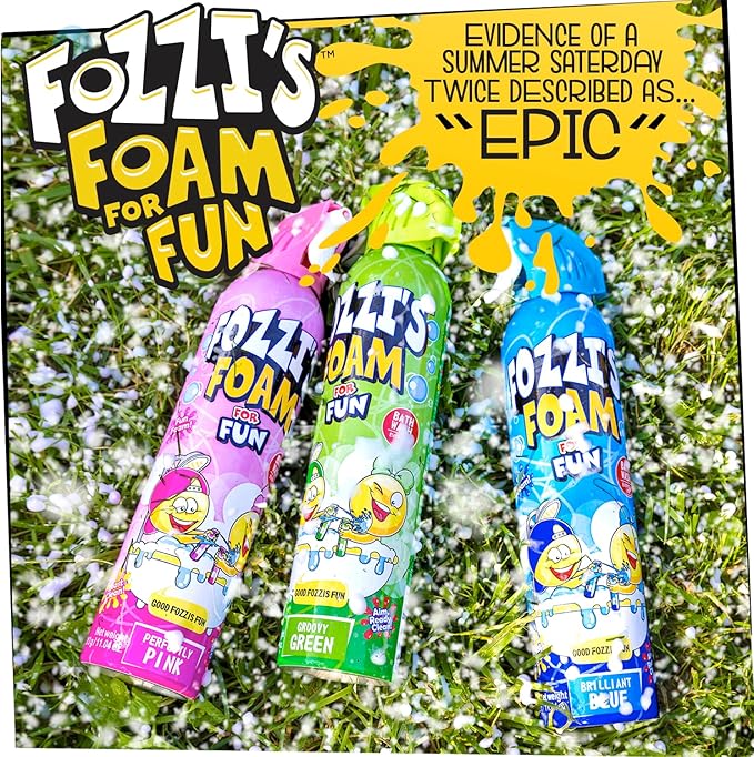 FOZZI’S Mixed Bath Foam Soap for Kids (3 Pack) - Fun Aerosol Spray - Squishy Bubble Soap for Playtime - Gentle Cleanser Foaming Body Wash - Safe Bath Fun for Everyday Wash