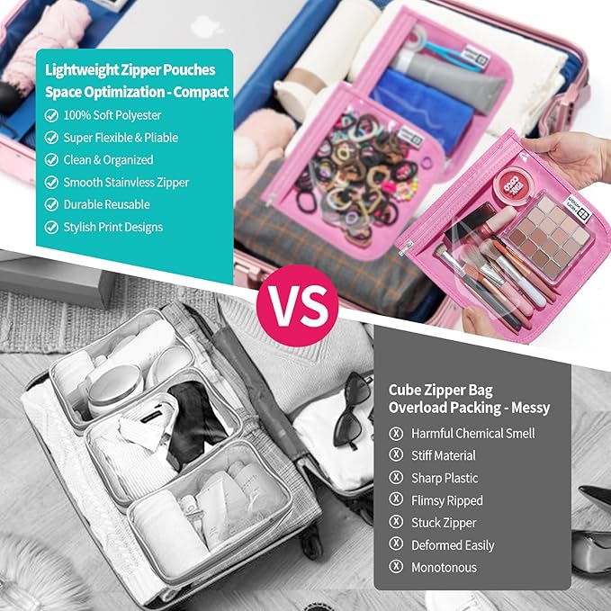 TSA Approved Toiletry Bag, Set of 3 Clear Travel Toiletry Bag Quart Size Zipper Travel Pouch, Waterproof Makeup Cosmetic Bag for Women Men Kids Toiletries Carry on, Pink Large