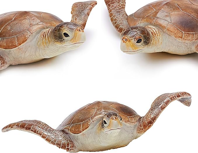 Gemini&Genius Sea Turtle Toys Sea Animal Action Figure, Sea Turtle Plastic Toy, Great for Kids Bath, Swimming, Beach Toys and Perfect Cake Coppers, Garden Decor (10 Inches)