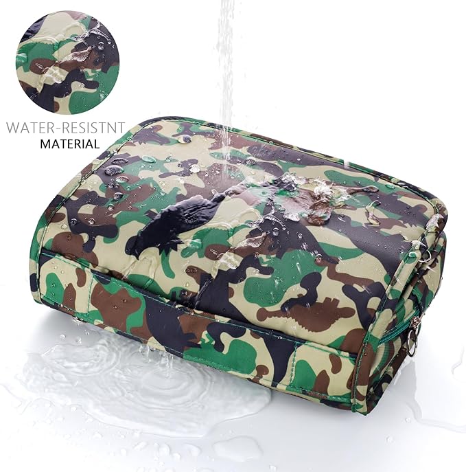 Kids Hanging Toiletry Bag for Boys, Travel Toiletry Bag for Little Young Boys Waterproof Wash Bag Toddler Traveling Toiletries, Dinosaur Camo