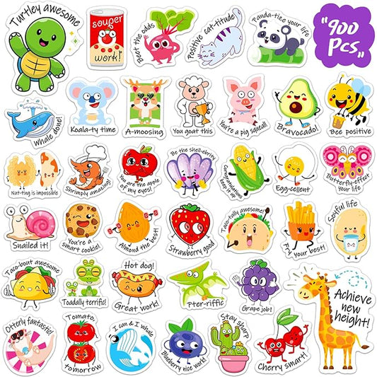900PCS Punny Teacher Stickers for Students, Funny Teacher Reward Sticker for Kids Classroom Supplies Motivational Potty Training Sticker Cute Animal Incentives Stickers for Kids Toddlers School Home