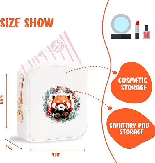 Red Panda Mini Makeup Bag, Red Panda Gift For Women Girls, Cute Portable Zipper Pouch Cosmetic Bag For Teen Girls Kids, Small Storage Bag For Sanitary Pad, Period napkin bag!