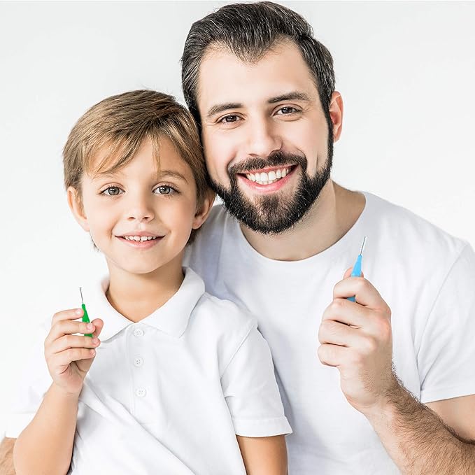 BBTO 100 Pcs Braces Dental Brush Flosser for Cleaner Interdental Brush Toothpick Tooth Flossing Head Oral Dental Toothpick Cleaners Cleaning Tool(Red White Green Light Green, Light Blue)