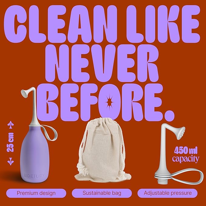 Butt & Intimate Shower 3.0 – Mobile Travel Bidet & Sustainable Intimate Shower, Replaces Wet Wipes, Saves Toilet Paper, Portable Handheld Bidet, Travel Bag Included, BPA-Free - Proud Purple