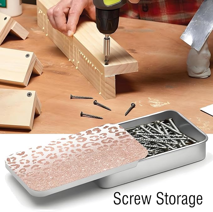 Portable Dental Floss Case, Refillable Cute Travel Floss Dispenser for Men & Women, Pocket Travel Floss Picks Case for Purse, Backpack, Bag Pink Rose Glitter Leopard