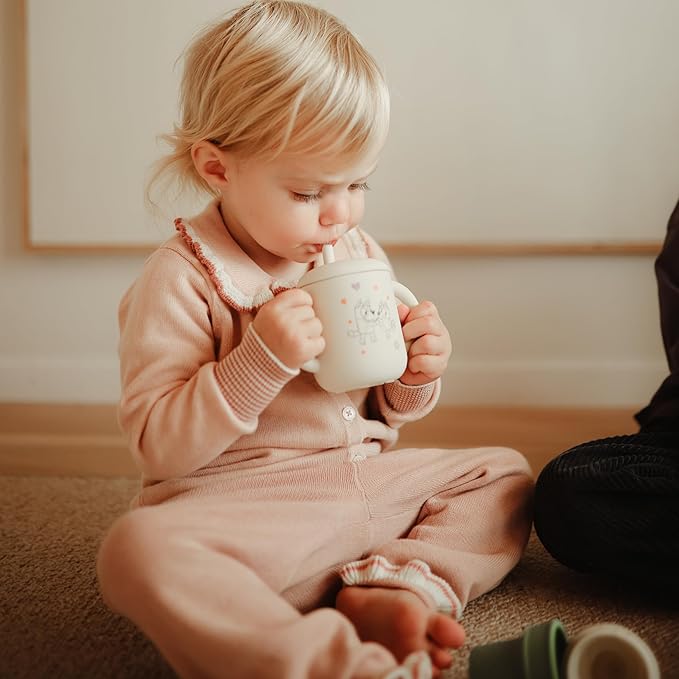 mushie x Bluey 100% Silicone Training Cup & Straw for Toddlers | 6 Months+ (Bluey Ivory)