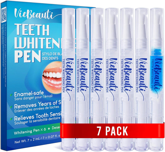 Teeth Whitening Pen Gel Kit: 35% Carbamide Peroxide Gel for Stain Removal - No Sensitivity with Remineralizing Pen for a Brighter Whiter Smile Mild Mint (7 Pack)