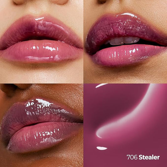 Laka Fruity Lip Glotioner, 10ml/0.33 fl.oz, Lip Gloss with High Shine Vivid Colors, Jelly tip for Hygienic & Easy Application, Plumping Conditioner, Vegan, K-Beauty (#706 Stealer)