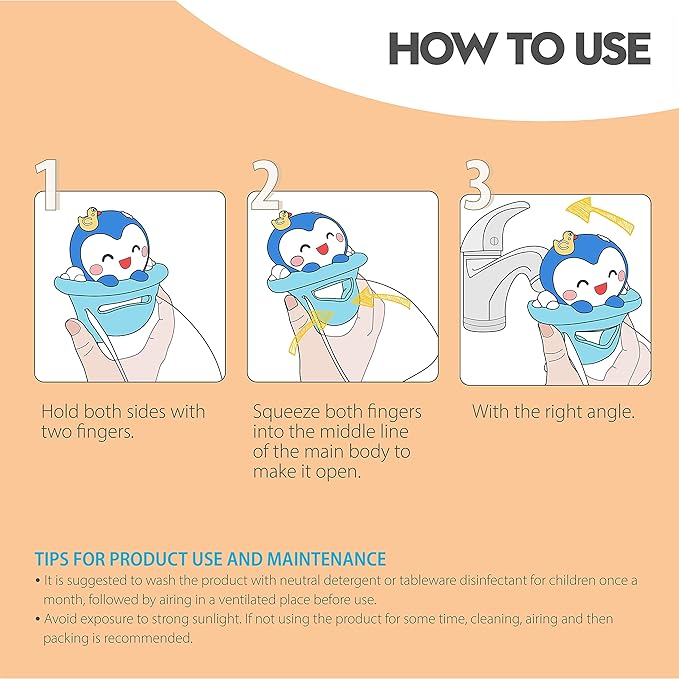 Bathroom Faucet Extender for Kids Sink Extender for Toddlers Faucet Extender Cute Penguin Faucet Extender for Toddlers Baby Kids Hand Wash Helper Bathroom Sink (1 Piece)