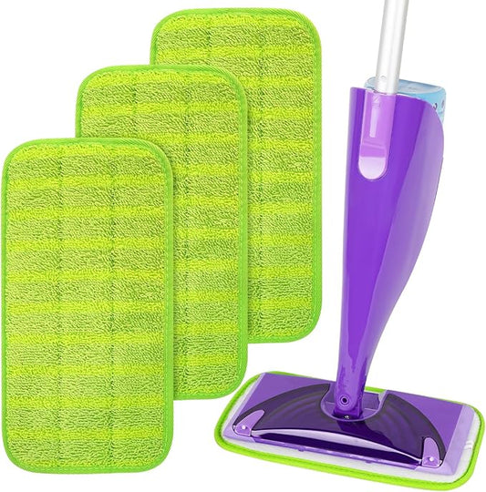 3 Pack Reusable Mop Pads for Swiffer WetJet Mops, Wet Jet Pads Refills, 12 inch Washable Microfiber Mop Pads Up to 200+ Floor Cleaning for Floor Cleaning Wet Dry Use for Any Floor Types