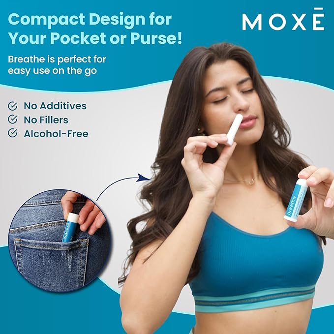 MOXE Breathe | Himalayan Salt Inhaler | Help Clear Congestion, Boost Focus and Improve Breathing | Natural Aromatherapy | Peppermint, Lavender and Tee Tree Essential Oil (3 Pack)