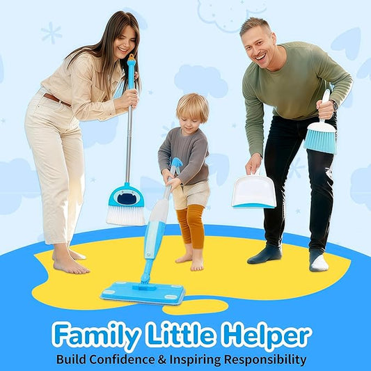HWZ Kids Cleaning Set, Make Chores Fun! Real Working Toddler Cleaning Toy with Mini Spray Mop & Broom Dustpan Set, Pretend Play Montessori Housekeeping Toys, Ideal Gift for Girls Boys Age 3+