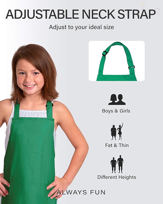 Kids Apron, Medium, 100% Cotton With An Adjustable Strap to fit All Ages