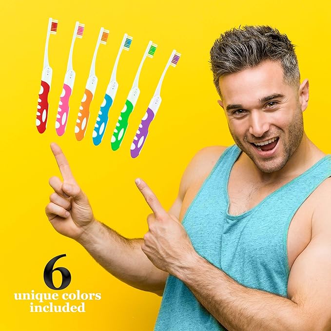 Travel Toothbrush, Portable Toothbrush Built in Cover, Travel Size Toothbrush Hiking, Camping, Traveling, Folding Toothbrushes, Collapsible Multi Color Travel Toothbrush Kit (6 Pack Soft-Multicolor)