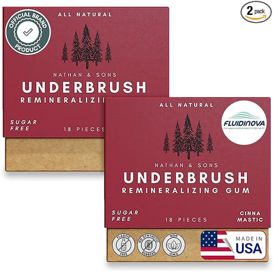 Underbrush Cinna-Mastic Remineralizing Gum, Sugar Free Xylitol Gum With Hydroxyapatite, Supports Fresh Breath and Oral Health, Tree Sap Base, Gluten Free, No Sucralose or Aspartame, 2 Pack