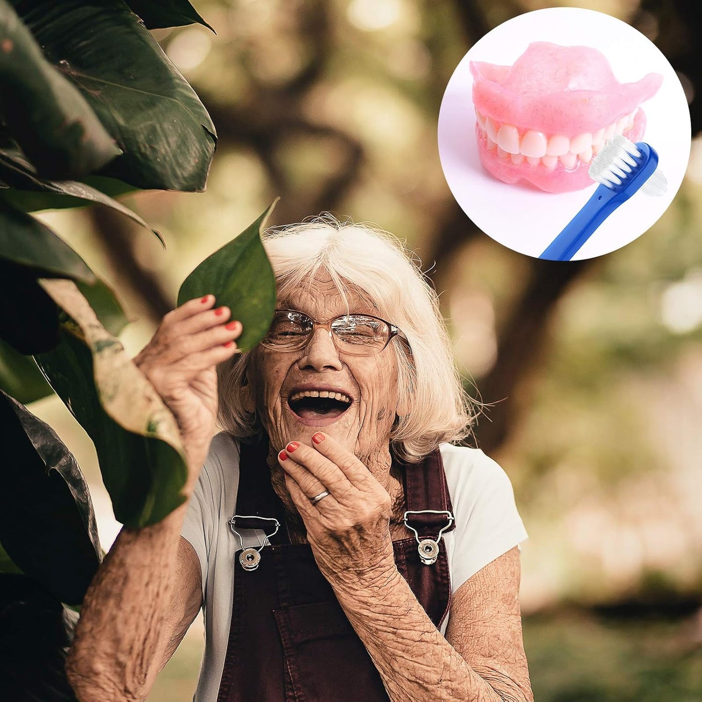 Patelai 6 Pack Denture Cleaning Brush Dual Head Portable Denture Toothbrush Hard Double Sided Multi-Layered Bristles False Teeth Toothbrush for Care Clean Clear Brace Mouth Guard(Blue White,Flat)