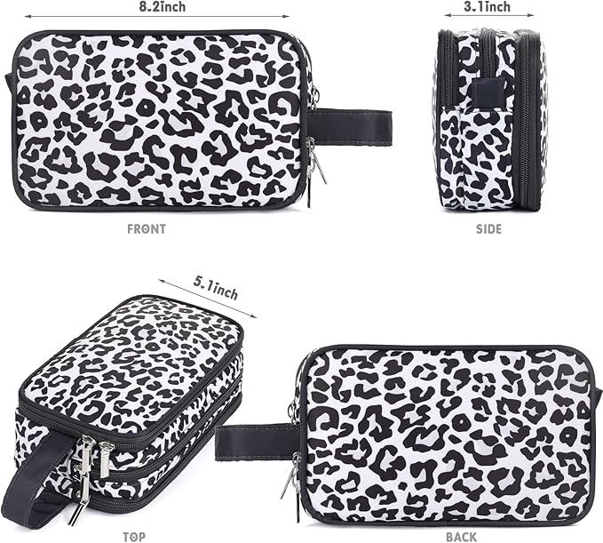 Snow Leopard Toiletry Bag for Girls, Travel Toiletry Bag for Teen Girls Cosmetic Bag Makeup Bag Waterproof Hanging Wash Bag Toiletries, Cheetah