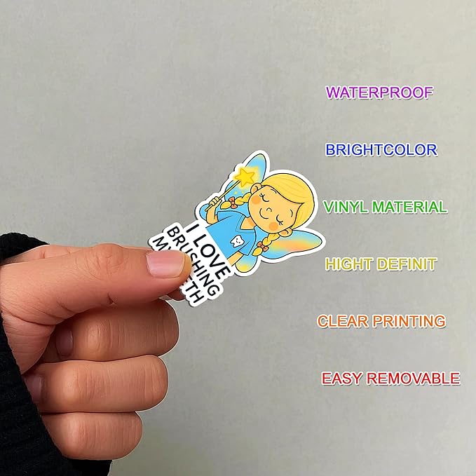 100 PCS Dentist Tooth Stickers Pack – Cute Teeth Dental Hygiene Vinyl Waterproof Decals for Kids, Teens, Adults, Dentist Students, Scrapbook, Laptop, Water Bottle, Car, Hard Hat