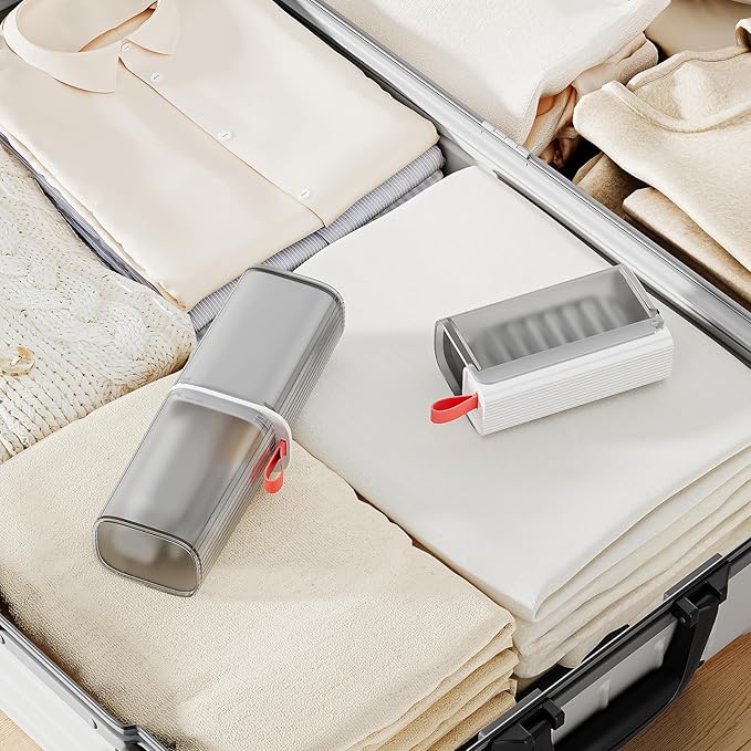 VITVITI Travel Soap Case Container, Portable Toothbrush Travel Case Dish Tray, 7.88 Inch Toothpaste Traveling Toothbrush Holder Set with Cover for Trip/Bathroom/Camping, Clear Gray