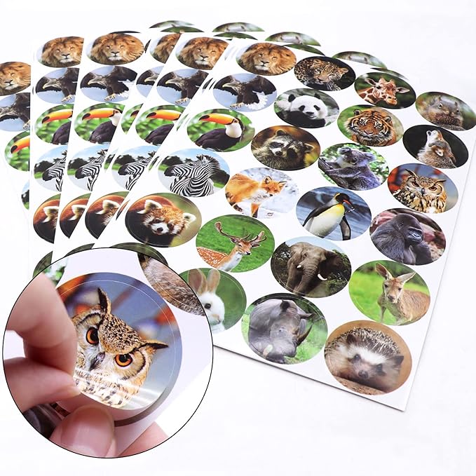 480 Counts Cute Jungle Zoo Wild Animal Stickers 1.5 Round Adhesive Labels Stickers for Baby Shower Wild One Birthday Party Favors Goodie Gift Bag Invitation Envelope Sealing Birthday Card Wrap Decor