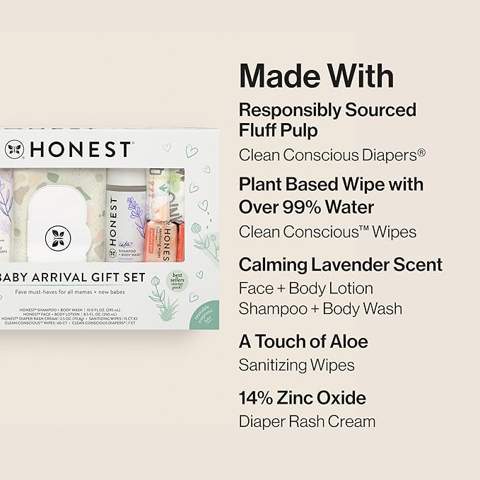 The Honest Company Baby Arrival Gift Set Newborn Essentials Welcome Box Diapers Wipes Personal Care Diaper Rash Cream