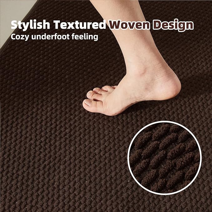 Large Bathroom Rugs Non Slip Washable Bath Rugs Super Absorbent Bathroom Rug Thin Quick Dry Low Pile Bath Mats, Brown 36"x48"