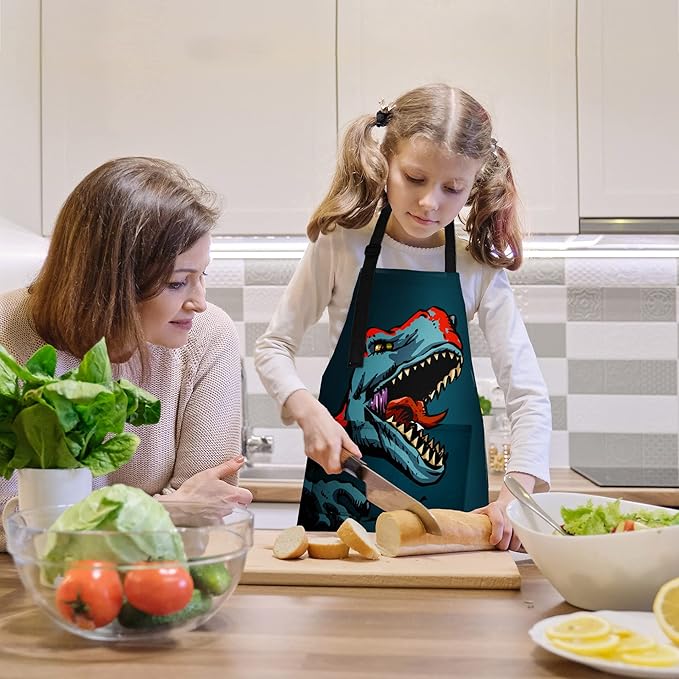 BeeGreen Kids Cooking Aprons w Adjustable Strap Kitchen Aprons w Front Pocket for Kids Toddler Painting Baking Artist