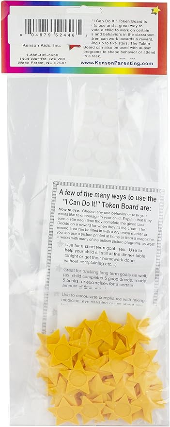 Kenson Kids “I Can Do It!” Caterpillar Token Board Dry Erase Star Chart for Kids Incentive – Ages 3-10 Colorful Magnetic Reward Chart with Positive-Reinforcement Stars and Customizable Goal Box.