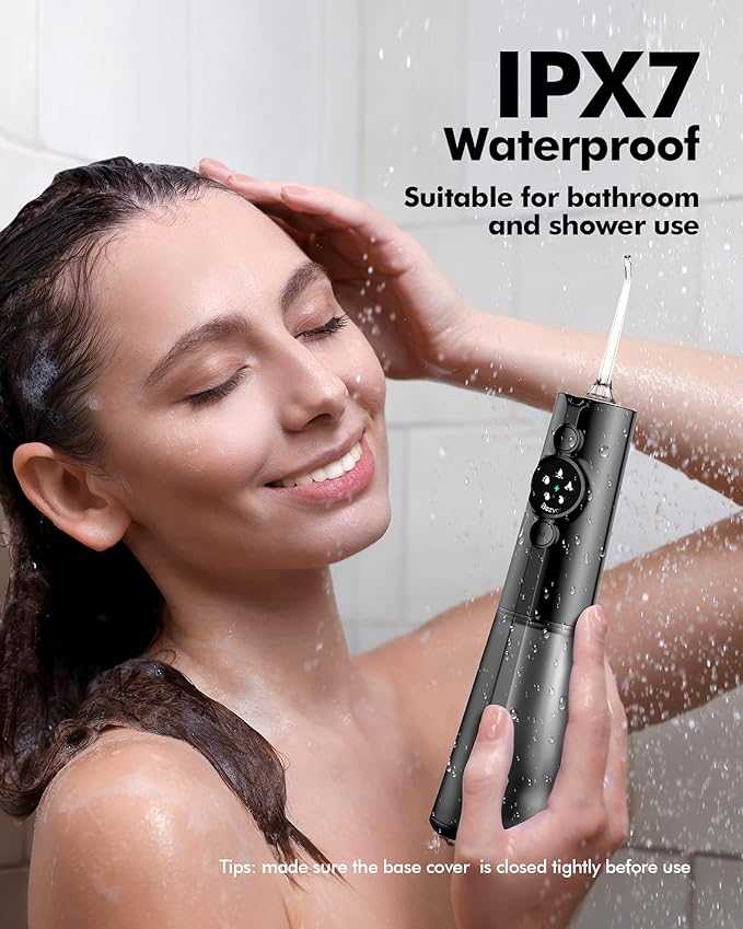 Water Flosser Teeth Pick: 300ML & LED Display 5 Modes Rechargeable Dental Flossers for Braces,Sensitive Gums, Portable Flossing for Teeth Cleaning, IPX7 Waterproof Cordless for Home Travel Use