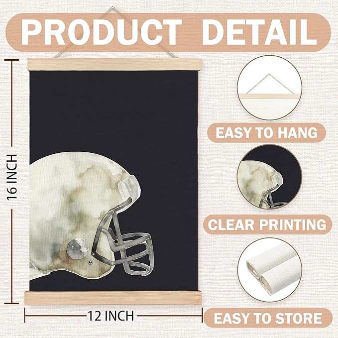 FDHSPAAM American Football Wall Art Decor for Boys Bedroom, Gifts for Football Players Lovers Wall Art Posters for Sports Room Man Cave Home, 12x16 Inch Set of 2