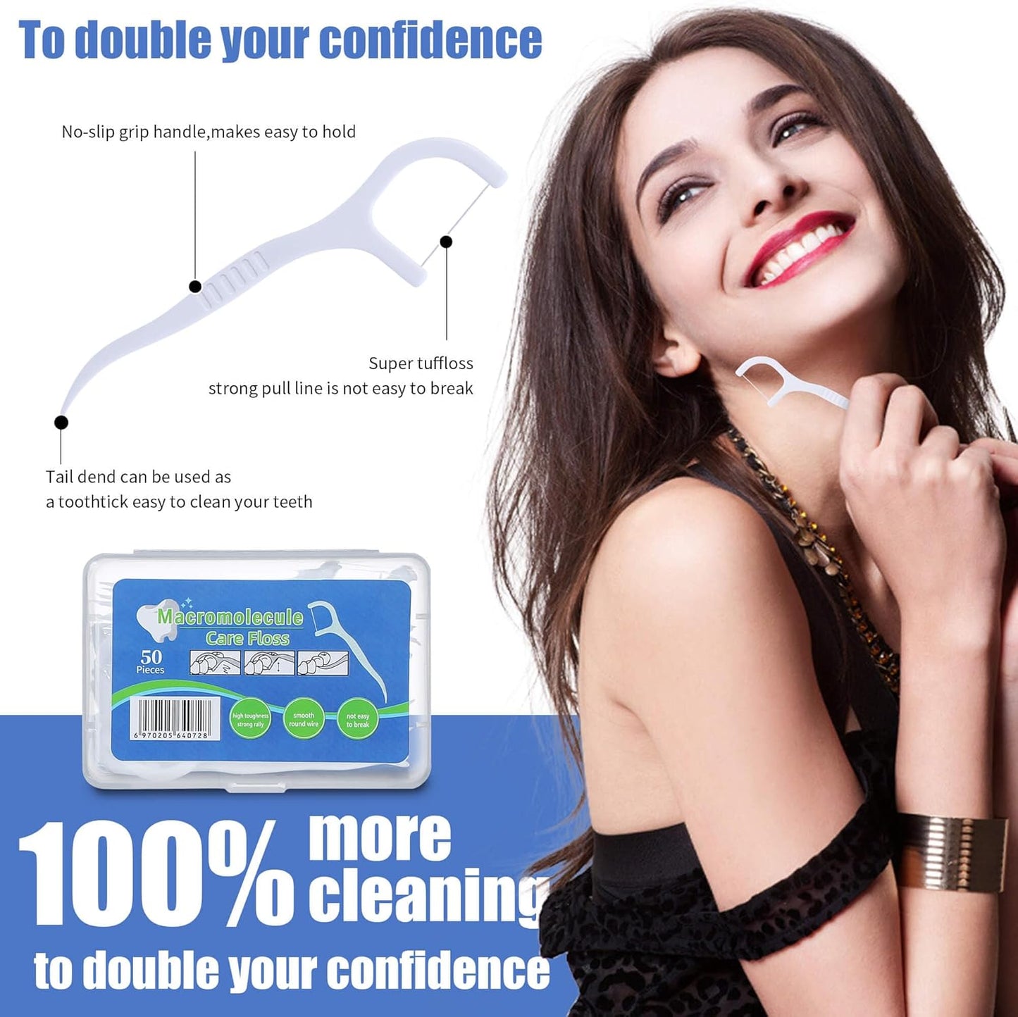 800 Count Dental Floss Picks – Built-in Toothpicks for Deep Cleaning, Comfortable Handle to Remove Plaque & Protect Gums – Family Pack with 50 Picks per Portable Case for Adults & Kids