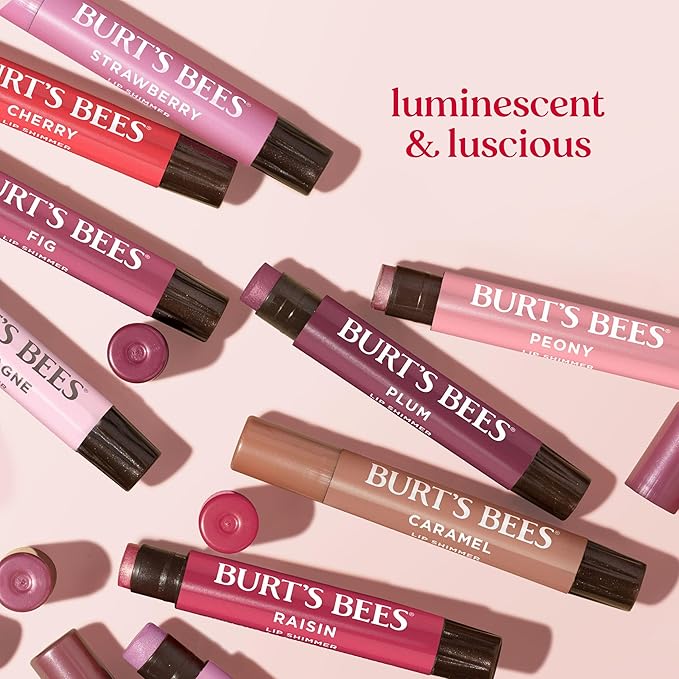 Burt's Bees Shimmer Lip Tint Set, Tinted Lip Balm Stick, Moisturizing for All Day Hydration with Natural Origin Glowy Pigmented Finish & Buildable Color, Guava (4-Pack)