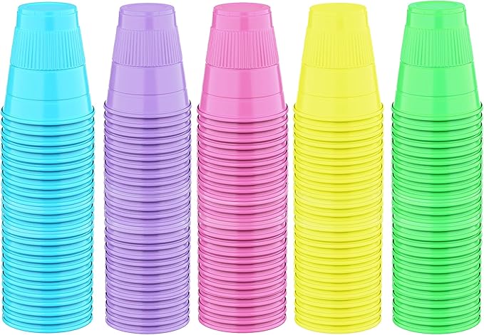 Disposable Cups | 500 Pack | 5 oz Plastic Cups, Small Bathroom Cups, Assorted Colors, Perfect for Kids