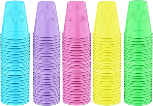 Disposable Cups | 500 Pack | 5 oz Plastic Cups, Small Bathroom Cups, Assorted Colors, Perfect for Kids