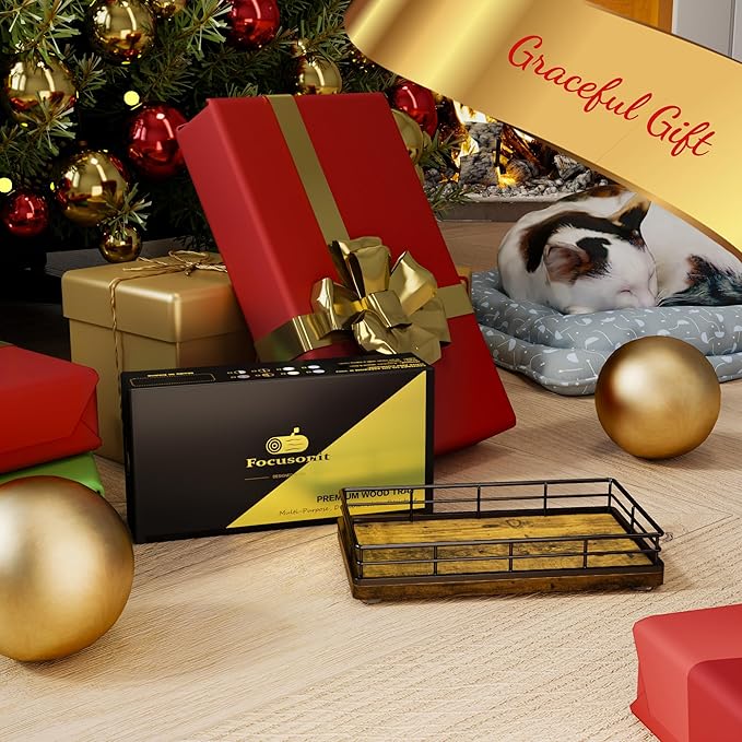 Rustic Bathroom Toilet Tank Tray, 7.5" Wood Toilet Paper Storage Basket Back of Toilet Basket Organizer, Vanity Tray for Perfume Makeup Candle Kitchen Counter Coffee Table Decor