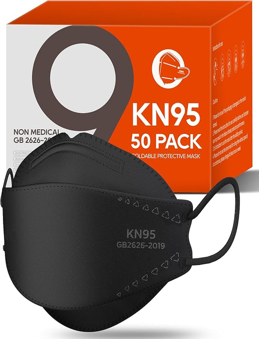 KN95 Face Masks 50 Pack for Adults, Breathable and Comfortable KN95 Mask Disposable, Filter Efficiency≥95%, Black