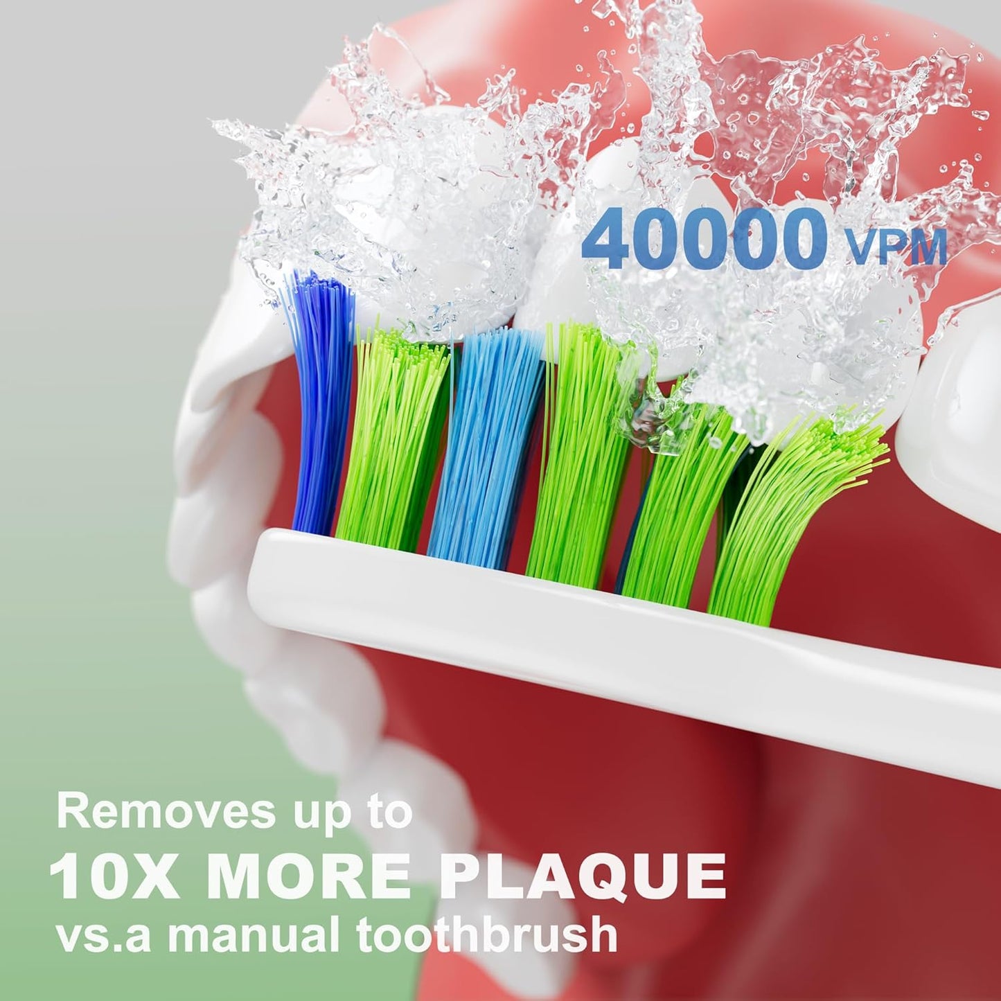 7AM2M Sonic Electric Toothbrush for Adults and Kids, 40000VPM Power Toothbrushes, USB-C Rechargeable with 4 Brush Heads, 5 Modes, 2 Minutes Built in Smart Timer, One Charge for 60 Days (Green)