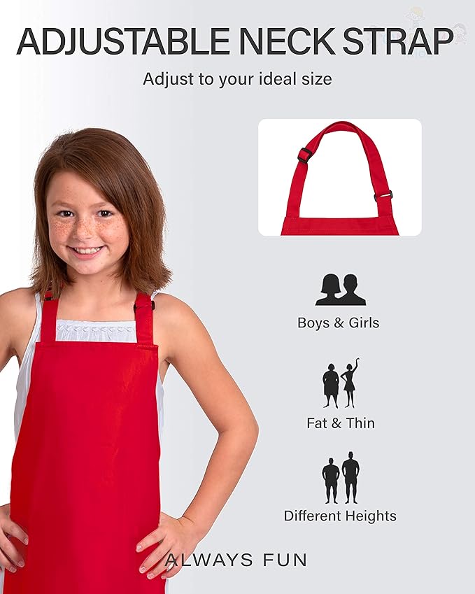 Kids Apron, Medium, 100% Cotton With An Adjustable Strap to fit All Ages