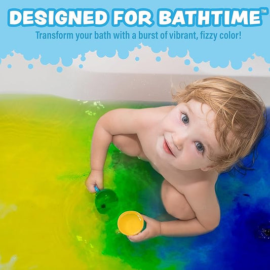 Tub Works® Bath Color Pops™ Moisturizing Kids Bath Bombs, 120 Count | Bath Bomb Refills for Bath Color Brush | Nontoxic & Fragrance-Free | 12 Unique Colors | Fizzy, Vibrant Water Color Tablets