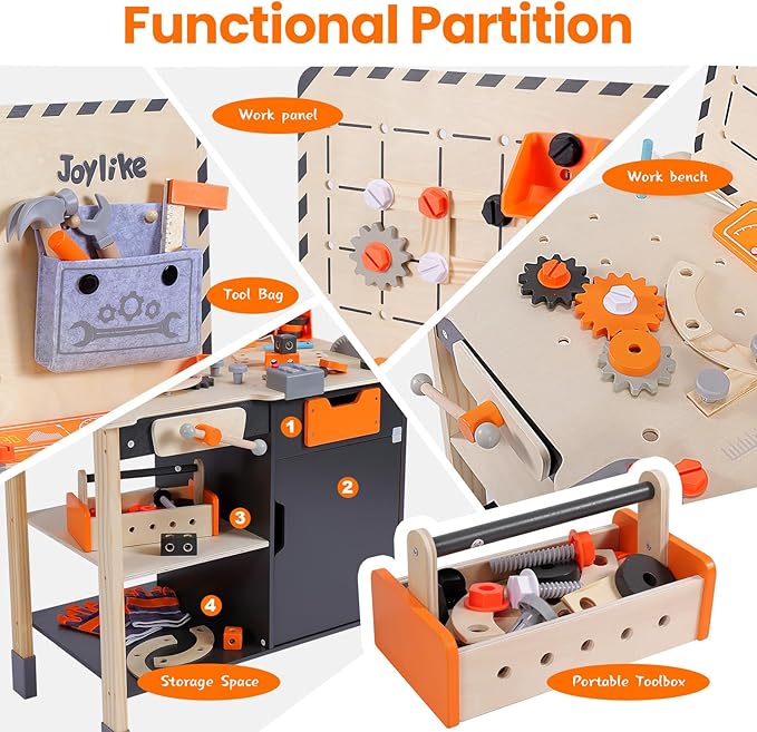 Kids Tool Set - Premium Wooden Toddler Bench With Realistic Tools and Sound Effects, Educational Toy for Ages 3-5, 6-8