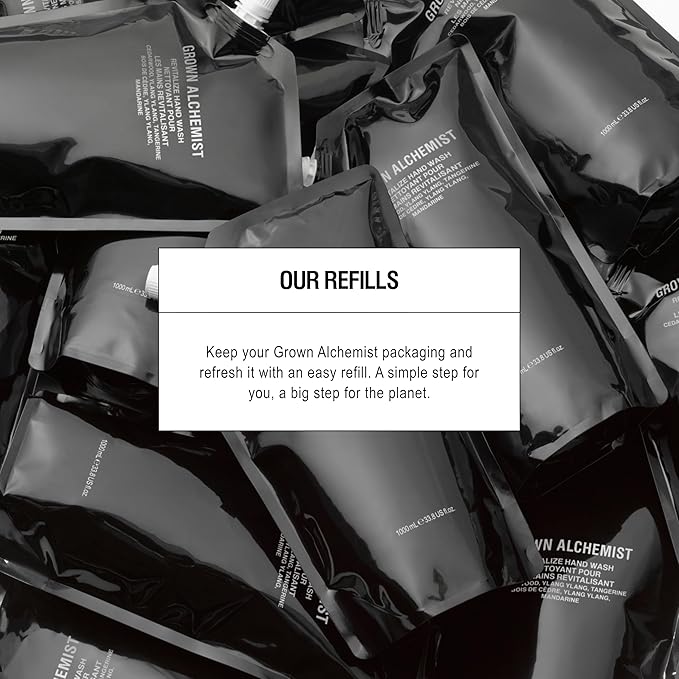 Grown Alchemist Revitalize Hand Wash Refill – Natural Liquid Hand Soap with Ylang Ylang, Tangerine & Cedarwood – Gentle, Hydrating Kitchen & Bathroom Soap, Botanical Cleanser for Sensitive Skin, 1L