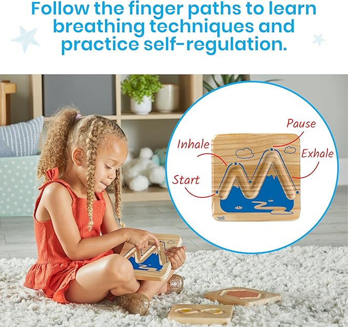 hand2mind Wooden Mindful Maze Set, Tactile Sensory Toys for Toddlers, Calm Down Corner Supplies, Mindfulness for Kids, Occupational Therapy Toys, Quiet Fidgets for Classroom, for Kids