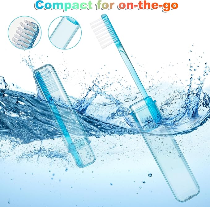 Travel Toothbrush - Folding Toothbrush, Transparent Foldable Handle, Soft Toothbrushes for Adults, Multicolor Pack of 5