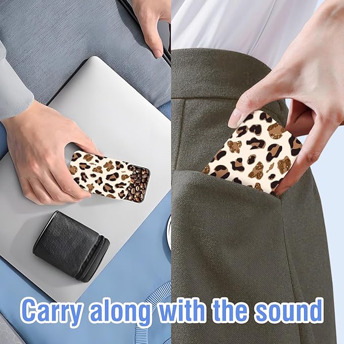 Portable Dental Floss Case, Refillable Cute Travel Floss Dispenser for Men & Women, Pocket Travel Floss Picks Case for Purse, Backpack, Bag White Brown Leopard