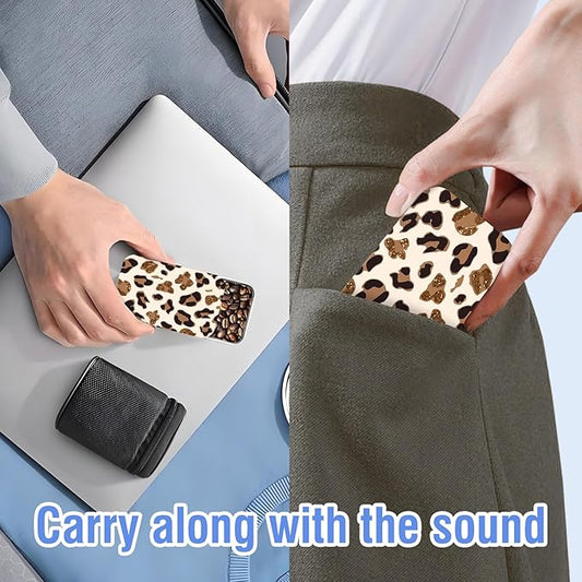Portable Dental Floss Case, Refillable Cute Travel Floss Dispenser for Men & Women, Pocket Travel Floss Picks Case for Purse, Backpack, Bag White Brown Leopard