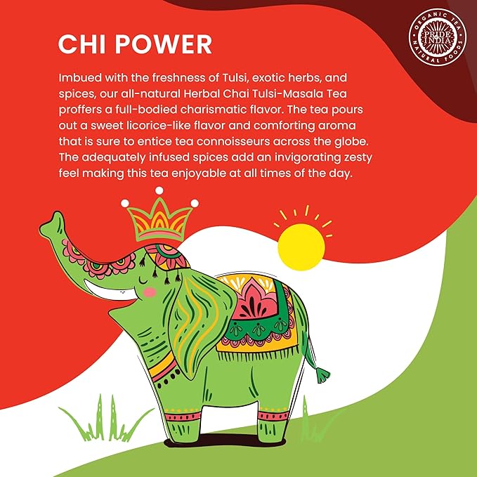 Pride Of India - Natural Herbal Chai (Comforting Spiced Tea), PACK of 6-15 Tea Bags Per Box