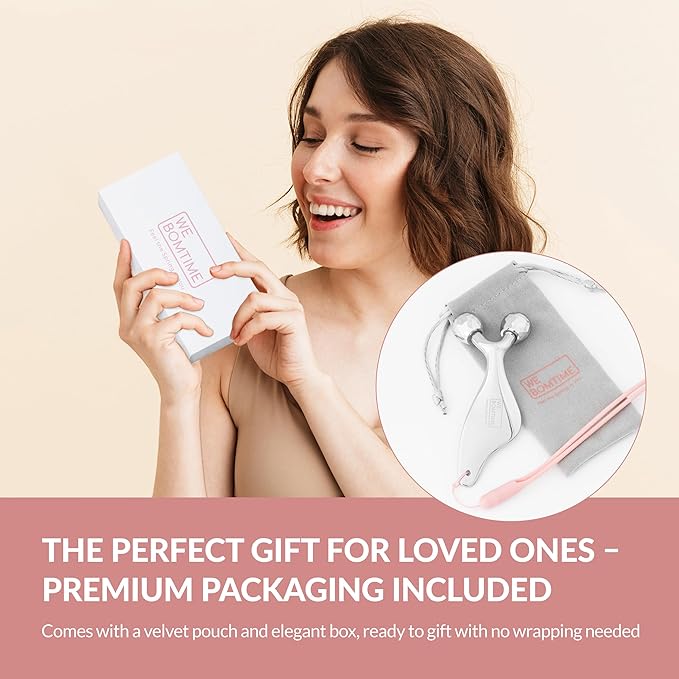 2-in-1 Face Roller and Gua Sha Tool with Strap and Gift Pouch for Face Neck and Eye for Puffy Eyes – Cooling Facial Massager for Jawline Sculpting and Self Care